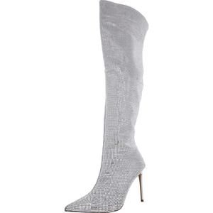 Steve Madden Womens Skyscraper Silver Dressy Over-The-Knee Boots
